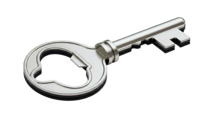 Silver Key with Cutout Shaped Like a Bottle Opener