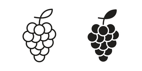 Obraz premium Grapes icons collection glyph and mixed vector Illustrations