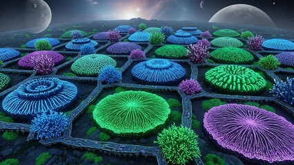 Alien Coral Garden Under Starry Sky