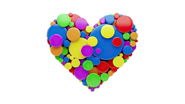 Heart shape made of colorful circles