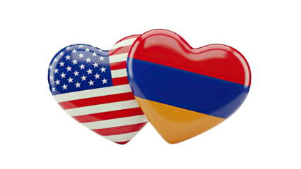 USA and Armenia Flag Hearts