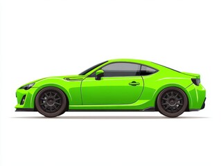 Obraz premium Vibrant Green Pixel Art Sports Car with Black Rims Isolated on White Background