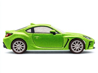 Vibrant Lime Green Sports Car Coupe Side Profile Studio Shot Detailed Pixel Texture