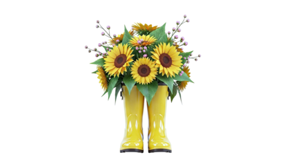 Sunflowers in Yellow Rain Boots