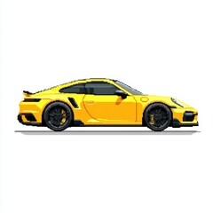 Yellow Sports Car on White Background Vector Illustration