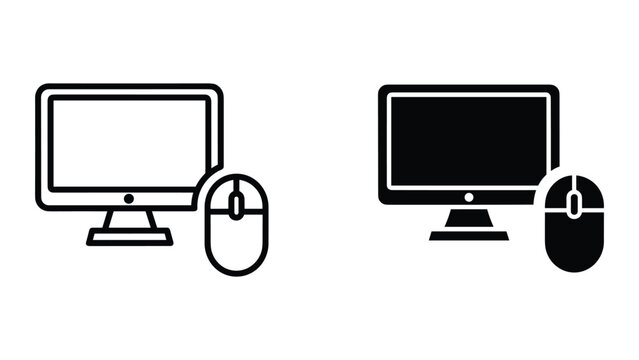 Computer monitor and mouse icon set