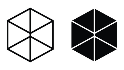 Black and white cube illustration on white background