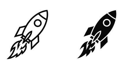 Fototapeta premium Rocket ship launching into space with flames