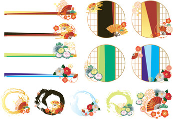 Fototapeta premium 和風装飾フレーム枠セット