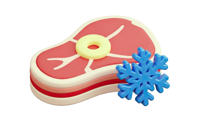 3D Render of Steak with Snowflake Icon