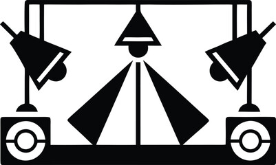 Stage lighting spotlights icon set silhouette vector illustration