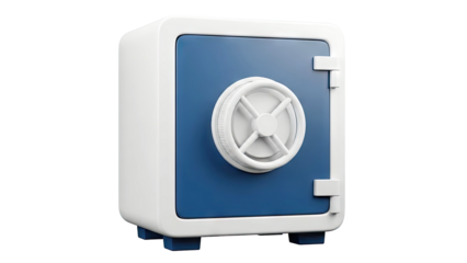 Modern Blue and White Safe with Combination Lock