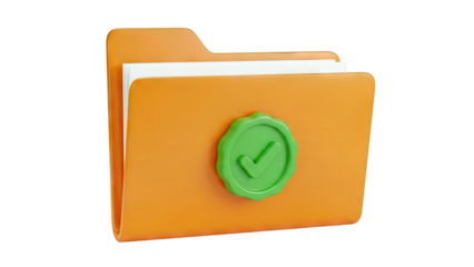 Orange Folder with Green Check Mark Seal