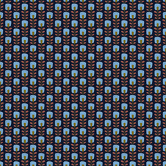 Elegant pattern abstract shapes seamless background geometric design modern textile fabric swatch, paper, wallpaper print. Vector graphic illustration digital image. Vintage orange, brown, blue color.