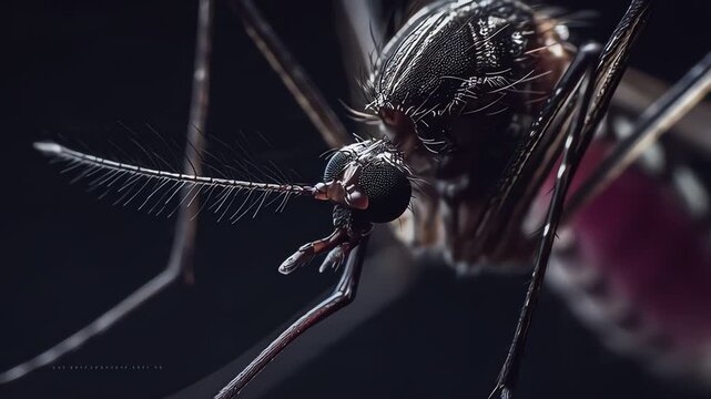Close-up of a Mosquito on Dark Background