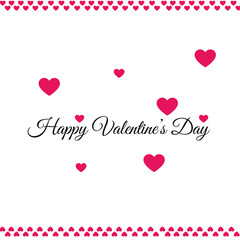 Valentines Day Greeting with Pink Hearts on White Background