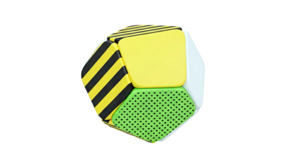 Abstract Geometric Shape with Warning Stripes and Dots