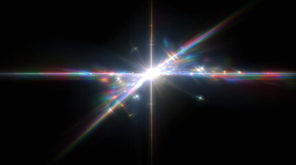 Abstract depiction of a brilliant burst of light, radiating vibrant beams across a dark expanse. The scene evokes a sense of cosmic energy and interstellar phenomena