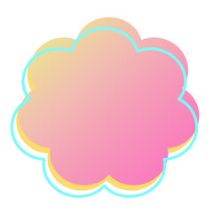 An abstract graphic image featuring organic shapes resembling flower, a soft gradient from vibrant pink to a pastel yellowish-orange with a faint light blue outline 