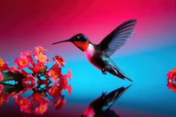 Obraz premium Dynamic Hummingbird Pollination Professional Gardening Magazine Content for Flora and Fauna Editorial Use and Marketing Campaigns