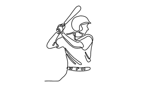 Continuous line animation of baseball player