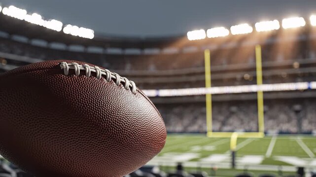 American Football with Stadium Lights Turning On, Dramatic Cinematic Sports B-roll, Game Night Atmosphere 4K