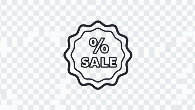Percent Sale Discount Icon Outline Badge on Transparent Background