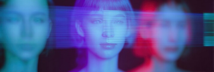 Modern AI-Driven Recruitment Insights Plasma Blue Human Hologram with Digital Network for HR Technology Advertising and Marketing Content