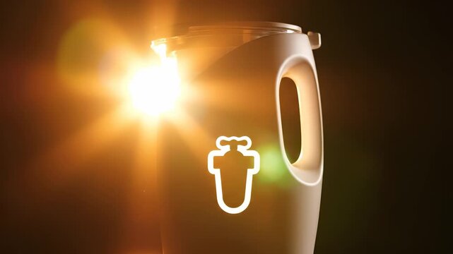 A sleek blender showcases its unique design as it is illuminated by a bright light source. The blender's modern aesthetic emphasizes functionality and a stylish approach to food preparation.