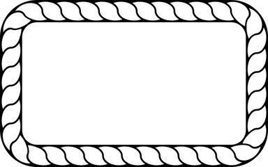 Rectangular Rope Border with Rounded Corners. Horizontal or Vertical Decorative Outline Illustration Rope Pattern