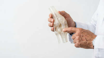 Premium medical advisory focusing on senior healthcare integration and digital bone analysis with concerned expression