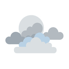 Stylized image of moon peeking through light clouds