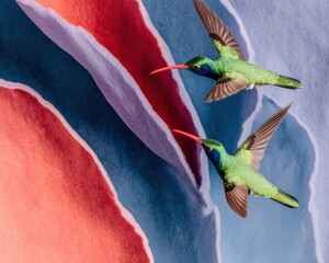 Obraz premium Inspiring Dynamic Wildlife Encounter Premium Hummingbirds in Flight for Modern Marketing Content and Social Media