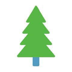 Fototapeta premium Simple cartoon-style evergreen tree on a solid White Background