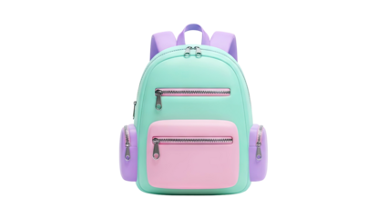 Pastel Mint and Lavender Backpack with Pink Pocket