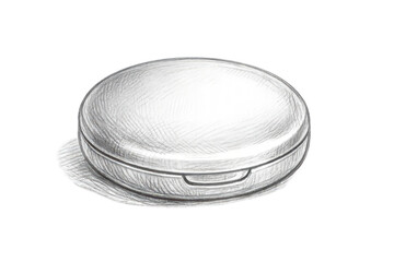 Pencil sketch of round container on a transparent background image.