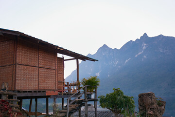 Stunning views from a local guesthouse at Doi Luang Chiang Dao tourist attraction, Chiang Mai province, Thailand.