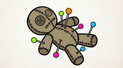 Colorful Doll with Pins for Creative Projects