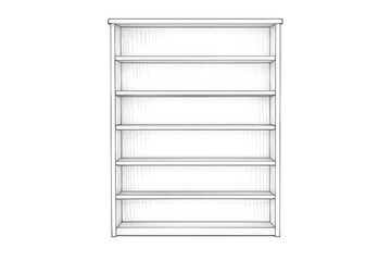 Tall, empty bookcase in drawing style on transparent background image