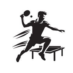 Obraz premium Table tennis player silhouette vector illustration