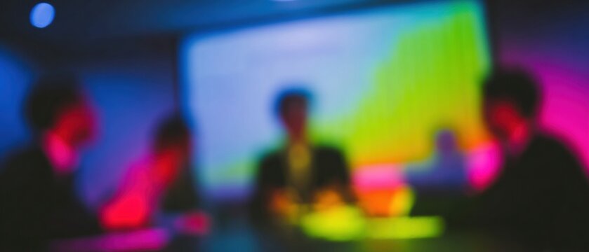 Diverse business professionals collaborate in a modern office meeting, utilizing advanced technology for data analysis and project management - Powered by Adobe