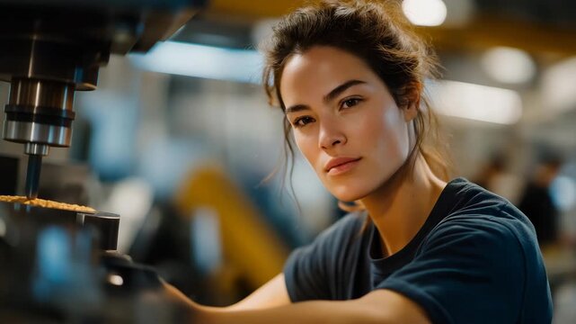 A machine operator measuring alignment on a CNC milling machine using precision laser tools, ensuring every cut meets micron-level tolerances &mdash; advanced machining, laser measurement technology, and