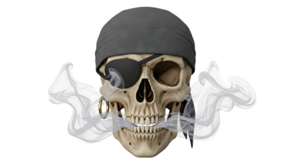 Pirate Skull with Eye Patch and Smoke