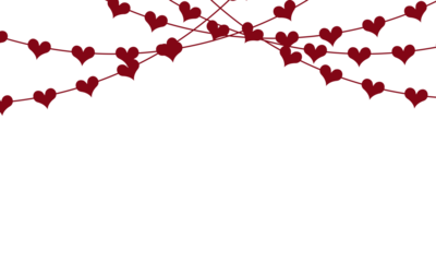Red Heart Icons Set Seamless Valentine Hanging Hearts Garland Border