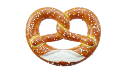 Pretzel with coarse salt on a white background