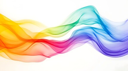 Abstract multicolored flowing ribbon design with vibrant hues creating a dynamic and elegant wave on a clean white background for a modern artistic expression.
