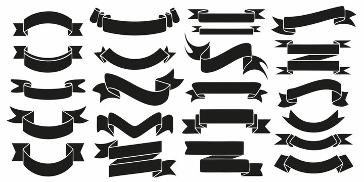 Set of Black ribbon big vector set. Ribbons banner collection. Banner ribbon vector set, colored. A decorative element for project design, presentation, etc.
