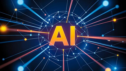 Artificial intelligence ai concept with digital network technology background