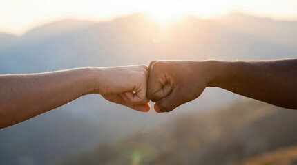 Fist bump support friendship unity teamwork diversity success sunrise friendly fist bump gesture support friendship unity