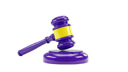 Purple and Yellow Gavel on a Stand